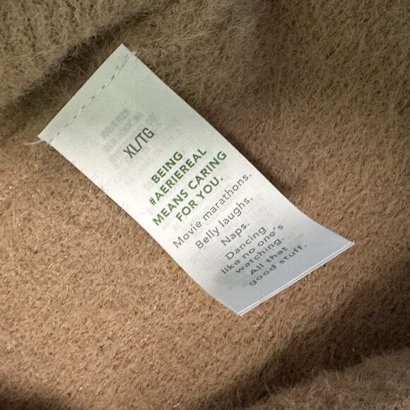 Aerie Camel Brown Chenille Knit Turtleneck Oversized Sweater XL Winter Fall - Picture 5 of 8